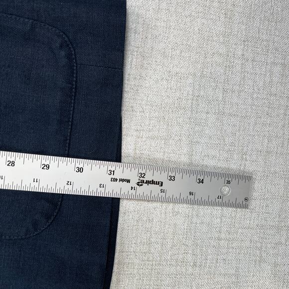 Eddie Bauer Linen Blazer Jacket Men's M Tall Navy Blue 3 Button Sport Coat - Picture 10 of 11